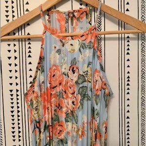 Pleated Floral Maxi Dress Size 0